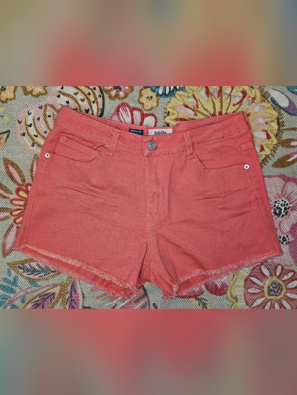 Like New Sybilla Coral Regular-Rise Denim Shorts 28" Waist